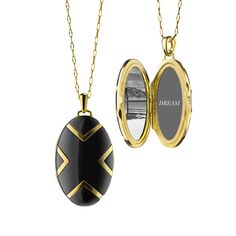 Black Locket, Oval Locket Necklace, Monica Rich Kosann, Gold Locket Necklace, Picture Locket, Sterling Silver Locket, Gold Chevron, Gold Ceramic, Gold Locket