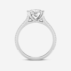 2 1/3 ctw Cushion Lab Grown Diamond Double Heart Shape Prong Split Shank Side Stone Engagement Ring 14K White Gold FG, VS2+ Cushion Diamond, Split Shank, Side Stone Engagement Ring, Double Heart, Engagement Rings Platinum, 1 Carat, Diamond Studs, Diamond Shapes, Lab Grown Diamonds