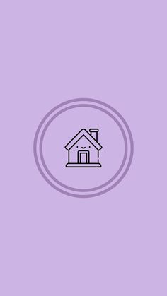 a house in a circle on a purple background