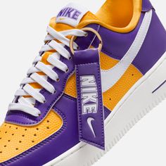 Style No. FJ1408-500 Color: Court Purple/White/University Gold/Sail Nike’s Be True to Your School collection gave 8 collegiate programs with the first team basketball shoe with its release of the Nike Dunk High. This women’s exclusive collection of footwear now taps the iconic Air Force 1 Low for a staple varsity-style color blocking. This color scheme is perfect for fans of the Los Angeles Sparks or LSU Tigers. Nike Air Force 1 SE Women's Shoes. Purple Nike Air Shoes, Nike Purple Shoes Women, Purple Nike Air Force Ones, Nike Air Force 1 Purple And White, Purple Nike Air Force 1, Basketball Texture, Nike Air Force 1 Custom, Shoe Palace, Kids Uniforms