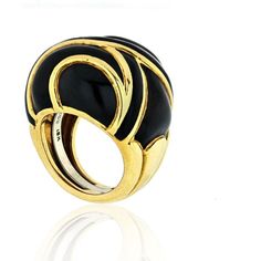 Indulge in the captivating allure of the David Webb Platinum & 18K Yellow Gold Bombe Black Enamel Ring. A true masterpiece of craftsmanship, this ring weaves together the elegance of platinum and the warmth of 18K yellow gold to create a stunning visual contrast. The spiral bombe design gracefully wraps around your finger, showcasing overlapping ribbons adorned with exquisite black enamel. Each ribbon is meticulously outlined with polished gold wire, adding a touch of brilliance to the already m Art Deco Yellow Gold Enamel Ring For Formal Occasions, Elegant Yellow Gold Enamel Ring With Polished Finish, Art Deco Formal Yellow Gold Enamel Ring, Formal Yellow Gold Art Deco Enamel Ring, Formal Art Deco Yellow Gold Enamel Ring, Designer Formal Rings With Polished Finish, Designer Rings With Polished Finish For Formal Occasion, Designer Black Enamel Rings For Gift, Designer Black Rings For Anniversary