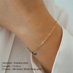 Material: Stainless Steel Color: Steel, 14K Gold, Rose Gold Fashion Element: Chain Style: Simple Mode Rose, Rose Gold Fashion, Leg Chain, Chain Bracelets, Simple Bracelets, Layered Jewelry, Gold Bracelet Chain, Bracelets For Women, Colorful Bracelets