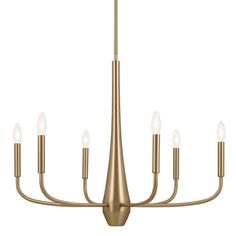 a large brass chandelier with six lights