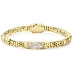 Pavé diamonds highlighted by 18K gold Caviar beading form this signature bracelet. LAGOS diamonds are the highest quality natural stones. Lagos Jewelry, Gold Diamond Bracelet, Signature Bracelet, Swirl Ring, Bracelets Gold Diamond, Box Clasp, Timeless Jewelry, Statement Bracelet, Brilliant Diamond