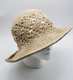 Lovely Vintage Style Sun Hat  Fashionable and functional soft-brimmed crochet sun hat is the perfect accessory for summer, spring or anytime you're outdoors in the sun and is available in several colors.  Wear it at the beach, on a hike, while gardening, at a picnic, at the park, at the pool, at a barbecue, on vacation, to a wedding or party, on a bad hair day or anytime to protect your face and eyes from the sun.  It also makes a terrific gift. Handmade with 100% cotton yarn.  It is lightweight, washable and convenient to travel with. Machine wash gentle cycle or hand wash in cold water.  Roll in a clean towel to remove excess moisture then lay flat to dry.   MADE TO ORDER - This sun hat is Made to Order.    COLOR:   My lead (processing) time varies according to my yarn inventory.   If I One Size Wide Brim Crochet Hat For Warm Weather, Casual Lightweight Crochet Fedora Hat, Casual Brimmed Crochet Hat With Upf 50+, Casual Crochet Hat With Upf 50+ For Spring, Adjustable Lightweight Crochet Hat For Warm Weather, Casual Crochet Hat With Upf 50+ And Brimmed Shape, Lightweight Crochet Fedora Hat For Warm Weather, Crochet Hat With Short Brim For Warm Weather, Natural Crochet Hat For Spring