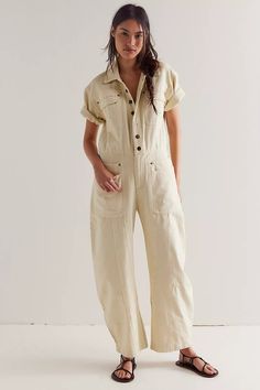 We The Free Maxie Washed Coverall | Free People White Overalls Outfit, Fall Overalls, Free People Overalls, White Overalls, Overalls Outfit, Style Box, Leg Design, Summer Fashion Outfits, Fall Style