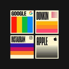 an apple ad with the words google, dunkin, and instagram on it