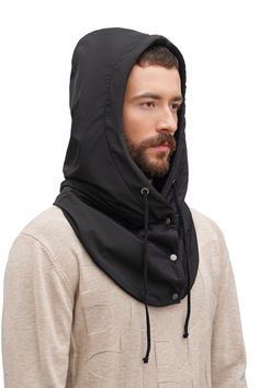 A waterproof hooded scarf with fleece lining in basic colors. It's  good choice like a rain and snow protection for winter.  Fleece lining is dense and pleasant to the touch.  Every item has metal snaps closure and it has a cotton cord along the front opening to adjust its circumference. Sizes -Dimentions: Size S: The height of the hood (from the shoulders to the top of the head) -35cm=14'' Hood depth-29cm=11.5'' Collar height-22cm=9'' size M : The height of the hood (from the shoulders to the t Cowl Hood, Cooling Scarf, Rain Protection, Hooded Scarf, Female Model, Style Expert, Cotton Cord, Waterproof Fabric, Basic Colors