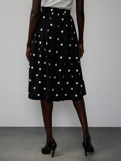 Polka Dot Skirt | NY&Co Spring Polka Dot Midi Skirt, Polka Dot Lined Summer Skirt, Chic Polka Dot Summer Skirt, Spring Chic Polka Dot Skirt, Chic Polka Dot Skirt For Spring, Elegant Polka Dot Summer Skirt, Elegant Polka Dot Skirt For Summer, Polka Dot Lined Midi Skirt, Elegant Polka Dot Skirt For Spring