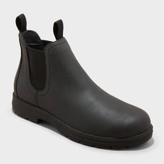 These Huxley Chelsea Boots from Goodfellow & Co™ are a perfect addition to your shoe wardrobe. The faux-leather design features a solid-color upper with a round closed toe, cushioned insole and medium width. Set on a TPR outsole, these mid-calf boots are equipped with distinct elastic panels on the sides, along with front and back pull tabs for a snug, secure fit. Experiment with different clothing combinations to showcase your unique style and make these Chelsea boots a versatile staple in your Winter Chelsea Boots, Ankle Rain Boots, Shoe Wardrobe, Men's Totes, Rubber Boot, Leather Chelsea Boots, Outfit Combinations, Calf Boots, Mid Calf Boots