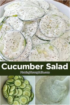 cucumber salad with ranch dressing and sliced cucumbers