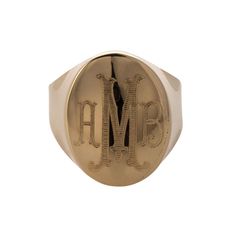 Personalized 14K Gold Oval Signet Ring Engraved Rings Personalized, Oval Signet Ring, Monogram Machine, Family Ring, Family Rings, Circle Monogram, Gold Signet Ring, Gold Engraving, Ring Sale