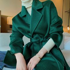 Thigh length Waist belted closure Notched lapels Side-seam pockets Double faced wool 100% wool, unlined Dry clean Item #4582 Women's wool coat SIZE INFO XS=US2=UK6=EU32 S=US4-6=UK8-10=EU34-36 M=US8-10=UK12-14=EU38-40 L=US12-14=UK16-18=EU42-44 ★★Please advise your Height and Weight, I will make sure you choose the right size. Belted Wool Coat With Notch Lapel, Belted Business Blazer For Winter, Winter Green Belted Outerwear, Solid Wool Coat With Belted Cuffs, Green Belted Long Coat, Wool Coat With Belted Cuffs, Long Sleeve Wool Coat With Belted Cuffs, Green Outerwear With Belted Cuffs And Long Sleeves, Green Long Sleeve Outerwear With Belted Cuffs