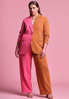 Plus Size Pant Suits, Plus Size Business, Colorblock Pants, Women Suits Wedding, Plus Size Suits, Business Professional, Plus Size Pants, Swimsuits For All, Straight Pants