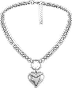 Necklace Y2k, Link Chain Necklace, Chain Link Necklace, Link Chain, Timeless Pieces, Silver Necklaces, Heart Pendant, Cubic Zirconia, Chain Necklace