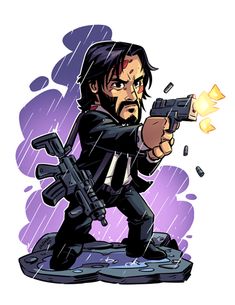 Derek Laufman Marvel, Derek Laufman Art, John Wick Cartoon, John Wick Drawing, Laufman Art, John Wick Art