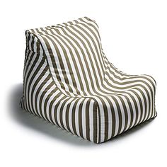 a brown and white striped bean bag chair