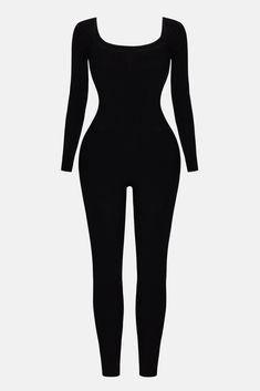 Available In Black. Snatched Jumpsuit Square Neck Long Sleeve Legging Stretch 88% Rayon 12% Spandex Imported | Jocelyn Snatched Jumpsuit in Black size Large by Fashion Nova Square Neck Long Sleeve, Sweater Jumpsuit, Jean Top, Matching Dresses, Black Jumpsuit, Square Neck, Jumpsuits For Women, Black Fashion, Fashion Nova