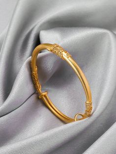 Yellow Gold  Collar  Copper   Embellished   Women's Fashion Jewelry Kada Design For Women, Gold Kada Design For Women, Bangles Jewelry Designs Gold, Gold Bangle Watch, Silver Anklets Designs, Gold Kada, Delicate Gold Bracelet, Gold Ideas, Solid Gold Bangle