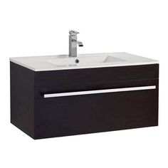 a bathroom vanity with a sink and faucet