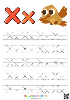 a worksheet with an image of a dog and the letter x