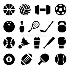 black and white sports icons royalty illustration