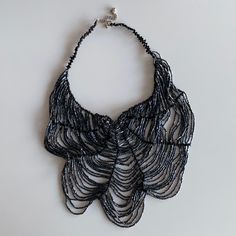 Beautiful Bib Necklace Brand New Black And Shimmery Graphite Color Purchased From Nordstrom But Unsure Of The Brand Adjustable Length Elegant Silver Beaded Necklace With Black Beads, Elegant Party Bib Necklaces With Faceted Beads, Elegant Party Bib Necklace With Faceted Beads, Elegant Silver Beaded Necklaces With Black Beads, Black Polished Bead Necklaces For Party, Black Metal Necklaces With Silver Beads, Black Necklace With Silver Beads, Elegant Silver Necklace With Black Beads, Handmade Black Beaded Necklaces For Party