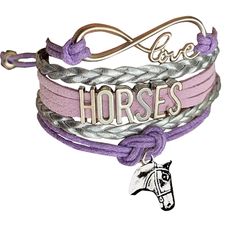 HORSE JEWELRY -Horse charm bracelet for girls EQUESTRIAN BRACELET - Purple and Silver Infinity Bracelet with Adjustable Clasp & Silver Tone Metal Charms with horse Charm ADJUSTABLE -Equestrian Bracelets Adjust to fit most wrists. New adjustable clasp makes the bracelet fully adjustable to fit a 5 inch to 8 inch wrist and easy to get on and off. *will fit most kids, teen and adult wrists. PERFECT GIFT -For Horse Lovers, Equestrians or anyone that loves to ride Silver Horse Design Bracelet Gift, Adjustable Horse Design Bracelet, Silver Bracelet With Horse Design For Gift, Horse Charm Bracelet, Equestrian Bracelet, Purple Horse, Infinity Charm Bracelet, Letter Charm Bracelet, Silver Infinity Bracelets