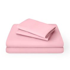 pink sheets and pillows on a white background