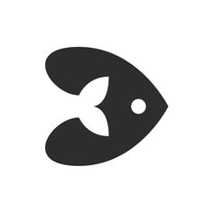 a black and white image of a fish on a white background with the letter b in it's center