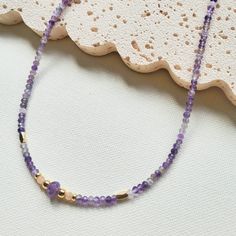 Amethyst Beaded Necklace, Purple Dainty Natural Gemstone Necklace, Boho Choker. Gift for Her, Birthday's Gift, Handmade in Australia - Etsy Adjustable Tiny Beads Gold-plated Jewelry, Handmade Adjustable 14k Gold-filled Necklaces, Handmade Purple Jewelry In 14k Gold Filled, Adjustable Gold Charm Necklaces With Gemstone Beads, Dainty Adjustable Beaded Gemstone Necklaces, Adjustable 14k Gold Filled Necklaces With Round Beads, Delicate Gold Beads Beaded Necklace As Gift, Handmade Spiritual 14k Gold Filled Necklace, Adjustable Yellow Gold Necklace With Gemstone Beads