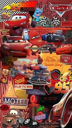 the cars are all different colors and shapes in this collage, with each car's