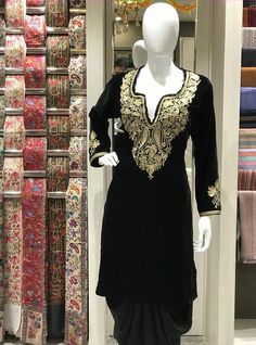 Mens Store Display, Kurti Women, Tilla Embroidery, Velvet Kurta, Women Kurti, Bohemian Tunics, Embroidered Kurti, Cashmere Wrap, Indo Western