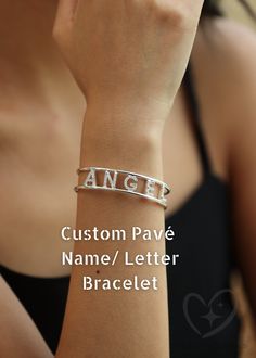 ABOUT THE JEWELRY Dear shoppers this is a specially designed custom bracelet for your family, friends or yourself. It makes a wonderful and unique gift for special days and occasions just as Christmas, mother's day, weddings, anniversaries, bridal showers, and birthdays.   Featuring 8 mm pave letter charms and adjustable open ending frame cuff bracelet. ●MATERIAL Stainless Steel + Gold/Silver plated + Cubic Zirconia  ●LENGTH Open end adjustable ●CUSTOM ORDERS - PLEASE READ BEFORE PURCHASE Choose Personalized Best Friend Gifts, Custom Bracelet, Christmas Gift For Her, Shell Jewelry, Gifts Birthday, Letter Charms, Custom Bracelets, Gifts Christmas, Bridal Shower Gifts