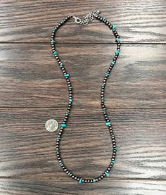 Natural stone may vary in size, color or shape30" long necklace & 5" extender6mm polished faux Navajo pearl & turquoise chip stone necklaceNickel, Lead & Chrome free Chic Shack, The Chic, Stone Necklace, Long Necklace, Natural Stone, Natural Stones, Turquoise, Stone, Color