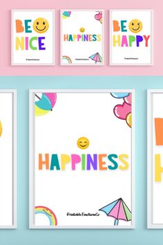 Be happy printable wall art for kids | Classroom Decor boho Nursery print | set of three 3