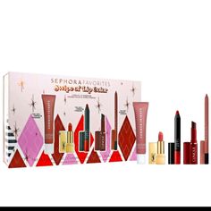 What It Is: A Set Of Lipsticks And Lip Balms In Perfect Holiday Shades, Including Full-Size Lip Products From Nars, Huda Beauty, And Summer Fridays And Deluxe Minis Lipsticks From Yves Saint Lauren And Clinique. What Else You Need To Know: Find Your Perfect Holiday Lip With This Five-Piece, Curated Collection Of Bestselling Lipsticks And Lip Balms In Different Formulas And Finishes. Swipe On Pigmented Color With Our Favorite Lip Products From Nars, Huda Beauty, And Yves Saint Laurent. Or Add A S Sephora Lipstick, Sephora Holiday, Huda Beauty Lip, Holiday Lip, Lip Color Lipstick, Beauty Gift Guide, Lip Balm Gift, Sephora Favorites, Lipstick Kit