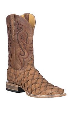 Cavender's by Old Gringo Men's Cappuccino Matte Pirarucu with Bone Goat Shaft Exotic Wide Square Toe Boots Justin Cowboy Boots, Custom Cowboy Boots, Ginger Brown, Square Toe Western Boots, Western Shoes, Western Boots For Men, Cowboy Outfits, Boots Western, Mens Cowboy