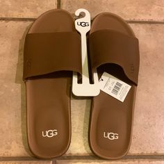 Nwt Ugg Slides. Leather Upper With Leather Lining, Cushioned Footbed, Rubber Traction Sole. Easy Wear That Complements Any Warm Weather Look. Brown Synthetic Slip-on Sport Sandals, Casual Brown Synthetic Sport Sandals, Casual Brown Flat Sport Sandals, Brown Synthetic Slide Sport Sandals, Brown Slide Flip Flops With Cushioned Footbed, Brown Synthetic Sport Sandals For Spring, Casual Flat Sport Sandals With Leather Footbed, Brown Slide Flip Flops Casual Style, Casual Leather Footbed Flat Sport Sandals