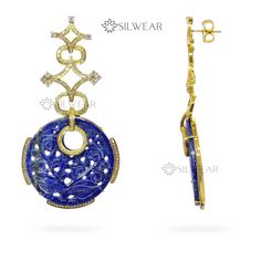 Elevate your elegance with these stunning Carved Lapis Lazuli Chandelier Earrings. Crafted with care in 925 sterling silver, these majestic danglers are perfect for weddings and special occasions. The lapis lazuli gemstones, intricately carved and set in a chandelier design, exude a regal aura. Make a statement with these fine gemstone earrings that blend timeless beauty with modern sophistication. CATEGORY : Chandelier Earrings STYLE : Contemporary METAL : 925 Sterling Silver GEMSTONES / DECORA Gold Chandelier Earrings, Long Dangle Earrings, Chandelier Design, Wedding Anniversary Gifts, Gold Plated Sterling Silver, Chandelier Earrings, Lapis Lazuli, Gemstone Earrings, Fashion Earrings