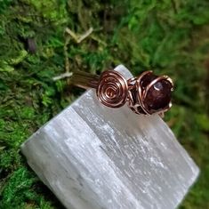 Garnet Ring, Copper, Wire Wrapped, Handmade, Custom Sized, Gift, Authentic Stone, Genuine Stone, Sizes 3-15, Mens, Womens, - Etsy Spiritual Raw Stone Rings For Anniversary, Unique Rings With Raw Stone For Gift, Spiritual Crystal Ring With Raw Stone For Gifting, Spiritual Raw Stone Crystal Ring Gift, Nature-inspired Crystal Gemstone Ring As Gift, Spiritual Birthstone Gemstone Ring, Handmade Spiritual Birthstone Ring Gift, Spiritual Handmade Birthstone Ring Gift, Adjustable Crystal Ring With Raw Stone For Gift