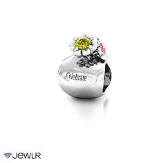 A bouquet of three dimensional flowers grace this charm. Customize with three stones and a personal engraving. This charm fits all standard charm bracelets. Say It With Flowers, Mens Engagement, Flower Quotes, Silver Prices, Bracelet Charm, Gold Price, For Sale Sign, Gift Collections, Three Stone