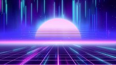 an abstract background with neon lines and bright sun in the center, as if it were from a retro sci - fi era