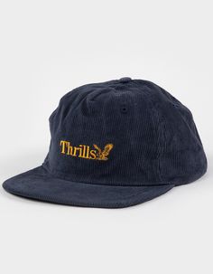 Thrills Workwear 5 Panel Corduroy Snapback Hat. Allover Corduroy 5 Panel Construction. Embroidery On Front. Flat Brim. Adjustable Snapback Closure. Woven Label At Closure. 100% Cotton. Machine Wash. Imported. Vintage Corduroy Cap, Flat Brim Hat Outfit, Brim Hat Outfit, Corduroy Hat, Flat Bill Hats, Flat Brim Hat, 5 Panel Hat, Hats Snapback, Vintage Fits