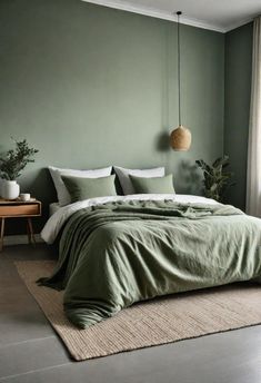 29 Sage Green Bedroom Ideas to Transform Your Space into an Oasis Sage Ideas, Ethereal Bedroom, Bedroom 2023, Flat Inspiration, Green Farmhouse, Green Bedroom Design, Green Bedroom Decor