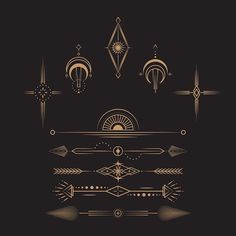 an art deco style design with gold and black colors on a dark background, it looks like