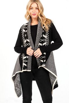 Stay cozy and stylish with this Aztec Pattern Winter Vest in One Size. Made from 57% Acrylic, 28% Polyester, and 15% Nylon. Perfect for chilly days! Christmas Coat, Denim Short Dresses, Winter Vest, Denim Gift, Aztec Pattern, Winter Tops, Denim Leggings, Fall Shopping, Sweater And Shorts