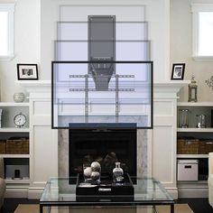 a living room filled with furniture and a flat screen tv mounted on the wall above a fireplace