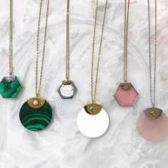 Featuring a geometric semi-prescious stone held in place by industrial detailing, these pendants are an easy way to add dimension and a touch of color to any outfit. Tap to see more! Dynamics - wbritt 🍉🍉🍉 #Minimalistic #Simple #Chic #Elegant #Luxury #Modern #nyc #Fashion #Regram #Classy #Trendy #Jewelry #angle #rings #collections #new #style #fashion #ootd #lookbook #newlook #accessories #silver #gold #geometricjewelry #gift #design Modern Necklace With Detachable Round Pendant, Modern Necklace With Detachable Pendant, Modern Round Jewelry With Large Stone, Modern Jewelry With Large Round Stone, Round Necklaces With Large Stone, Large Stone Round Necklace, Modern Jewelry Pendant With Large Stone, Modern Jewelry With Large Pendant Stone, Modern Jewelry With Large Stone Pendant