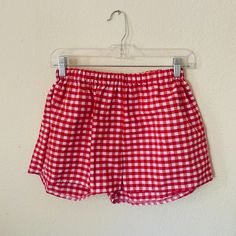 Handmade 100% cotton shorts Red Gingham, Pink Gingham, Swim Top, Swaggy Outfits, Summer Days, Cotton Shorts, Gingham, Elastic Waist, Pajamas